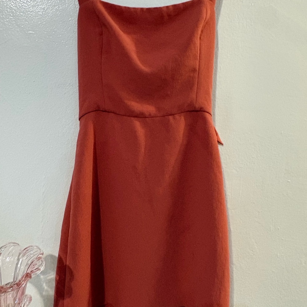 Wilfred Aritzia Rust Satin Mini Dress Size 4 🤎 Soft Luxury Minimal Chic - Picture 2 of 7